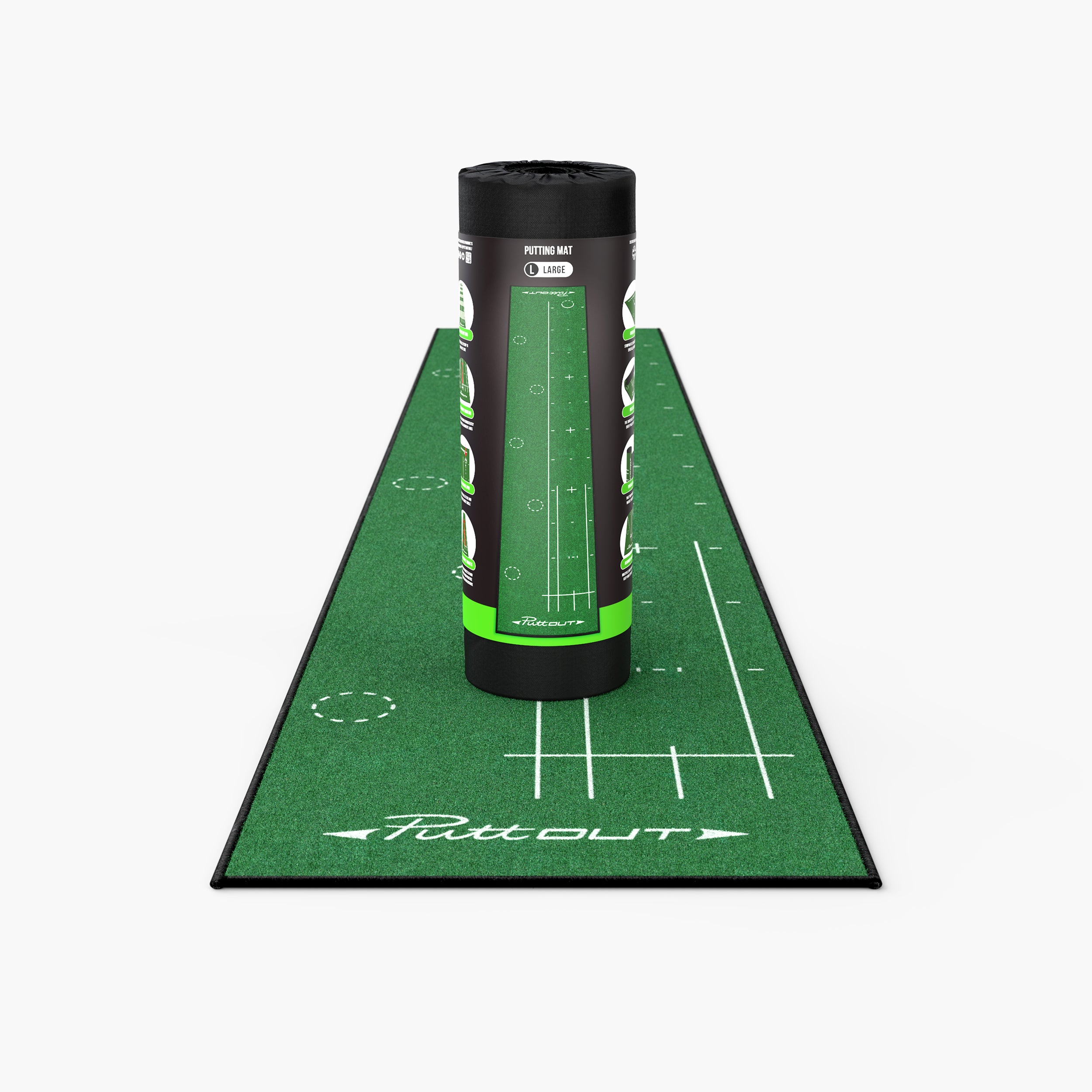 PuttOUT Pro Grey 240cm outlet x 50cm Green Putting Mat Practice Training Aid Golf